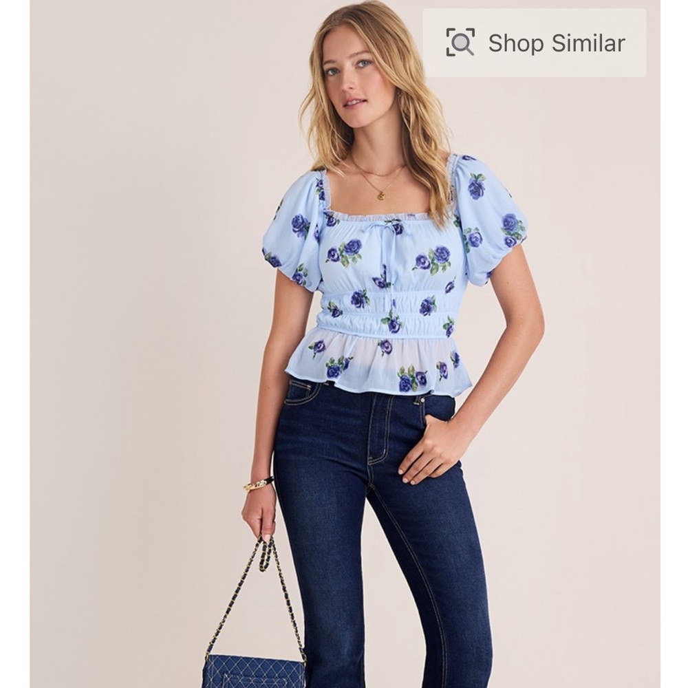 Floral Women's Blouse in Light Blue